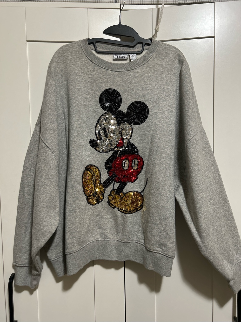Disney x Forever 21 collab Gray Sequin Mickey Crewneck Sweatshirt